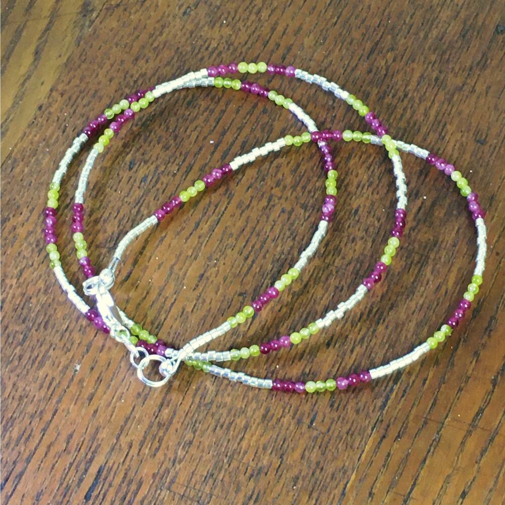 Triple Wrap Jade & Silver Bracelet  Feminine ArtToWear Gemstones Glam
